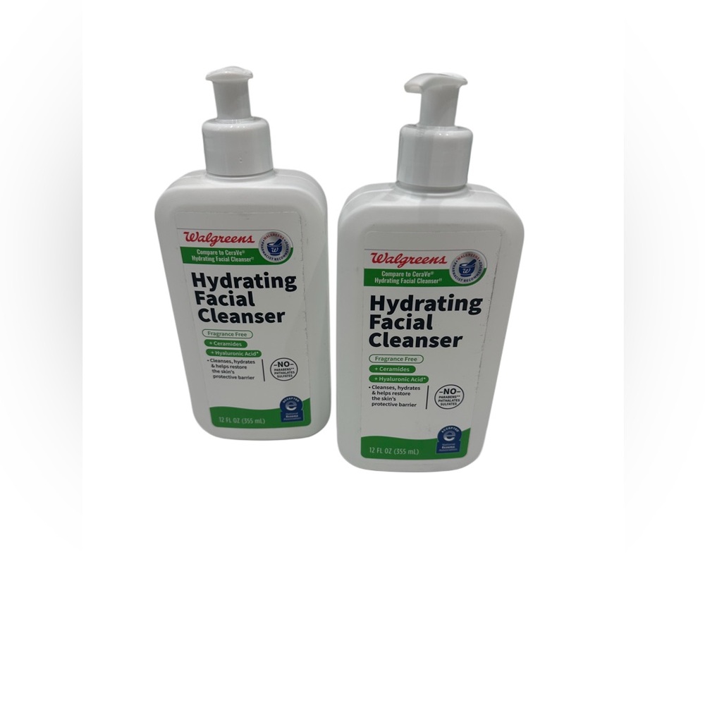 Walgreens‎ Hydrating Facial Cleanser Compare To CeraVe 12 fl oz Lot Of 2 New